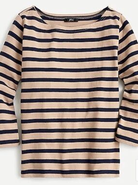 J Crew Mariner Cloth Boatneck T Shirt Stripe Cotton Womens XL New H6778 Classic